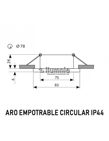 Aro de empotrar circular IP44 Blanco Dimensiones