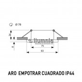 Aro de empotrar cuadrado IP44 Baños dimensiones