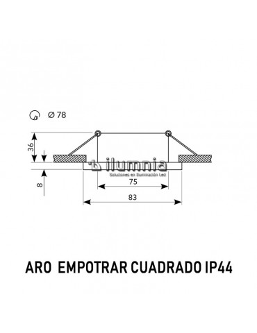 Aro de empotrar cuadrado IP44 Baños dimensiones