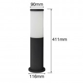 Baliza Redonda ZEZA 411mm E27 Resina dimensiones