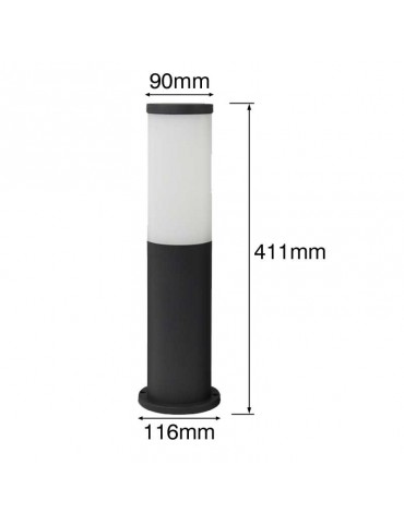Baliza Redonda ZEZA 411mm E27 Resina dimensiones