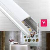 PERFIL ALUMINIO SUPERFICIE PLANO "Y" PARA TIRA DE LED