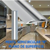 PERFIL ALUMINIO SEMICIRCULAR "R" TIRA DE LED