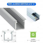PERFIL ALUMINIO EMPOTRAR ALTO"G" TIRA DE LED