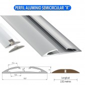 PERFIL ALUMINIO SEMICIRCULAR "R" TIRA DE LED