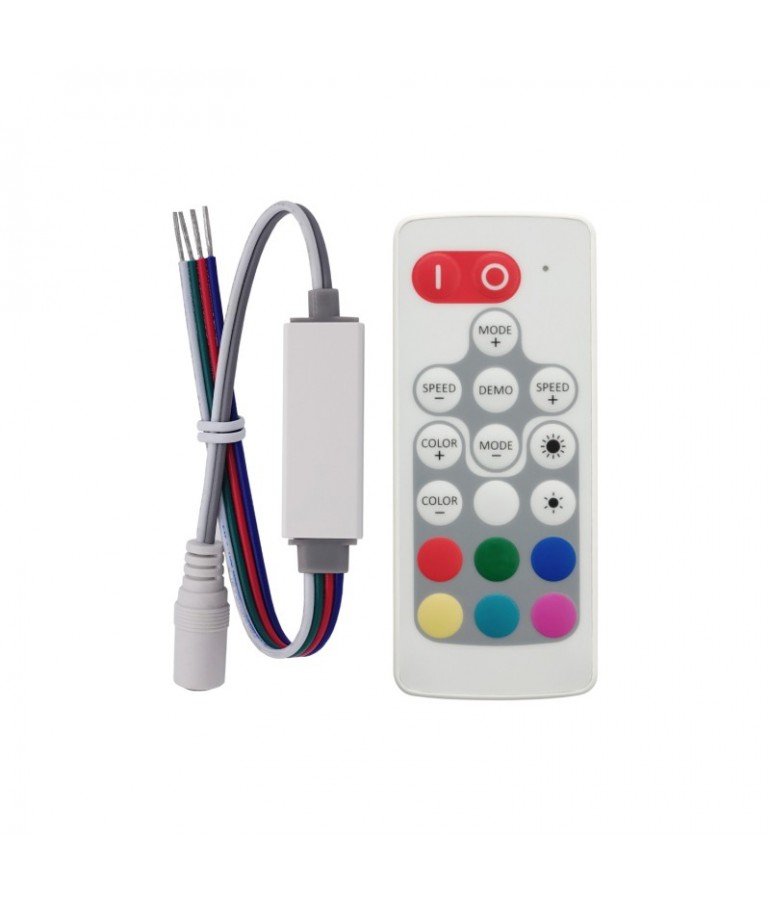 Mini Controlador Tira leds RGB 12v mando RC 19 PROGRAMAS