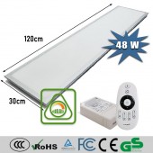 PANEL LED FLAT 48W REGULABLE DIMMABLE CON MANDO 1200x300mm