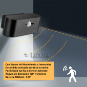 Aplique Solar Pared con detector movimiento configurable