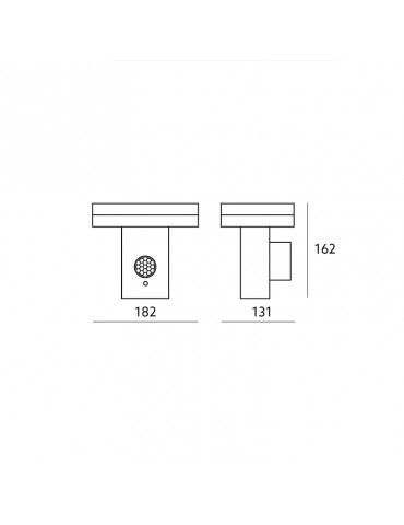 Aplique Solar LED Pared CUADRADO con detector movimiento PIR dimensiones