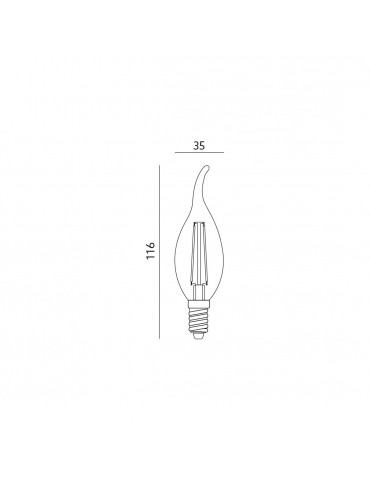 LED VINTAGE FILAMENTO VELA FLAMA dimensiones