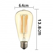 LED VINTAGE RETRO EDISON ST64 8W E27 230V CRISTAL 360°