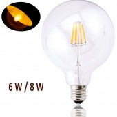LED VINTAGE RETRO GLOBO G125 6/8W E27 230V CRISTAL TRANSPARENTE