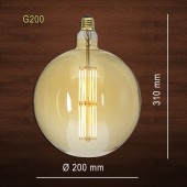 LED VINTAGE RETRO GIGANTE XL G200 8W E27 230V CRISTAL 360°