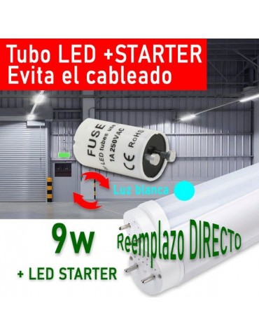 Tubo LED T8 60cm 9W 6400K +Cebador LED