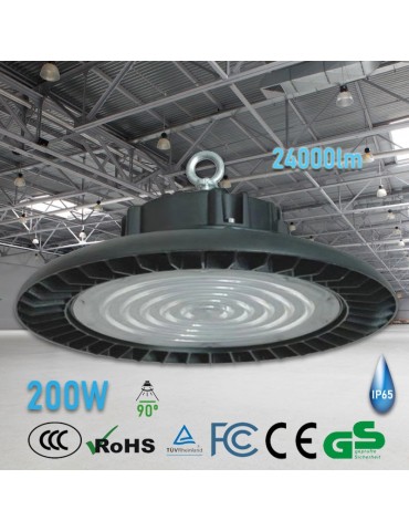 CAMPANA INDUSTRIAL LED UFO 200W IP65 ALUMINIO 6000K 24000lm