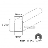 TIRA DE LED NEÓN AC230V 14,4W/m IP65 120°VERDE SMD3528impermeable Dimensiones