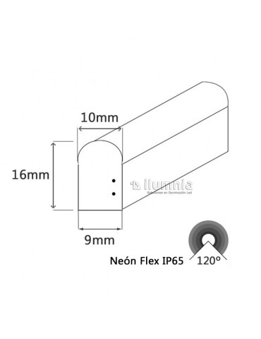 Tira de LED Neón Flex dimensiones