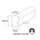 TIRA DE NEÓN LED RGB AC230V 14,4W/m IP65 Dimensiones