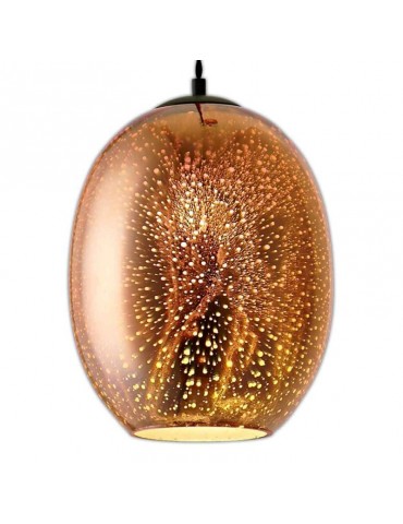 Lámpara Colgante 3D de Cristal y Metal negro efecto chispas de luz.