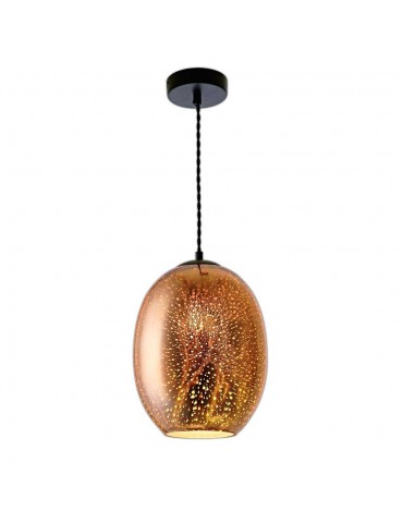 Lámpara Colgante 3D de Cristal y Metal negro efecto chispas de luz.