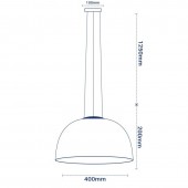 Lámpara Colgante 3D de Cristal y Metal cromo efecto círculos dimensiones.