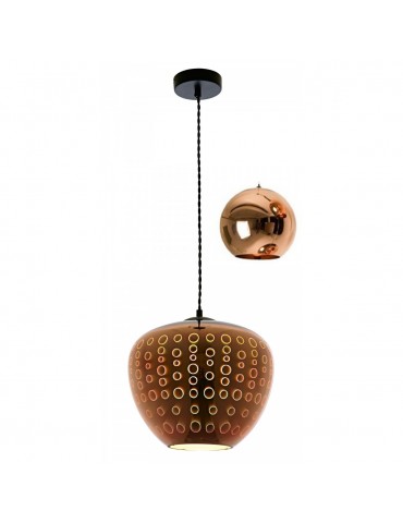 Lámpara Colgante 3D de Cristal y Metal cobre efecto círculos.