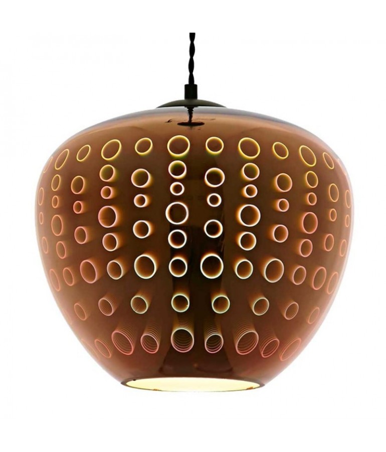 Lámpara Colgante 3D de Cristal y Metal cobre efecto círculos.