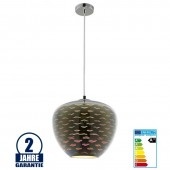 Lámpara Colgante 3D de Cristal y Metal cromo efecto golondrinas.