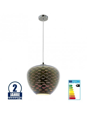 Lámpara Colgante 3D de Cristal y Metal cromo efecto golondrinas.