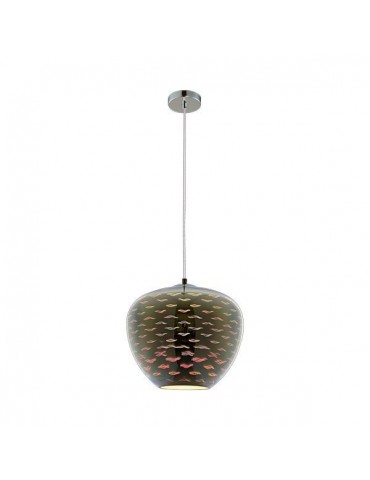 Lámpara Colgante 3D de Cristal y Metal cromo efecto golondrinas.