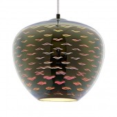 Lámpara Colgante 3D de Cristal y Metal cromo efecto golondrinas.