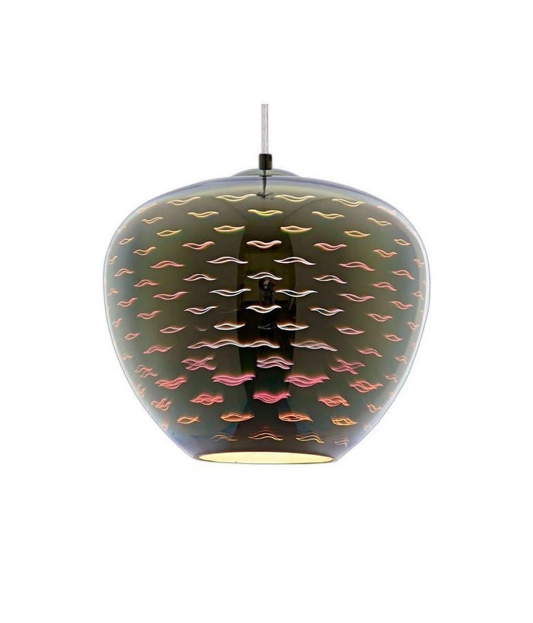 Lámpara Colgante 3D de Cristal y Metal cromo efecto golondrinas.