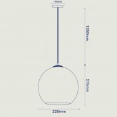 Dimensiones Lámpara Colgante 3D de Cristal y Metal negro efecto chispas de luz.