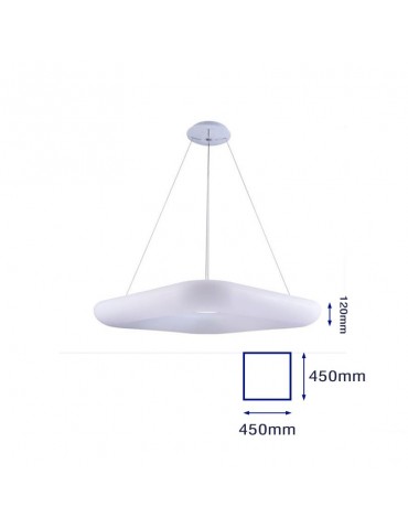 Lámpara Colgante Decorativa LED Cuadrada Blanca 38W 45cm