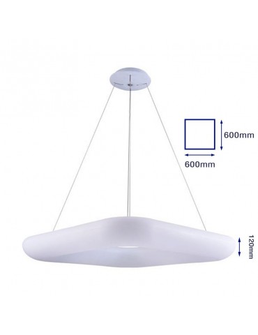 Lámpara Colgante Decorativa LED Cuadrada Blanca 50W Ø60cm