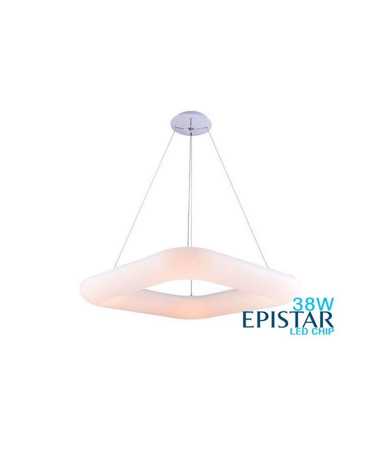 Lámpara Colgante Decorativa LED Cuadrada Blanca 38W 45cm
