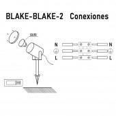 Proyector foco Jardín LED aluminio pincho BLAKE 2 conexiones