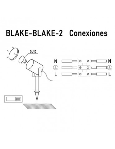 Proyector foco Jardín LED aluminio pincho BLAKE 2 conexiones
