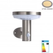Aplique Solar LED Pared CIRCULAR INOX Sensor movimiento PIR