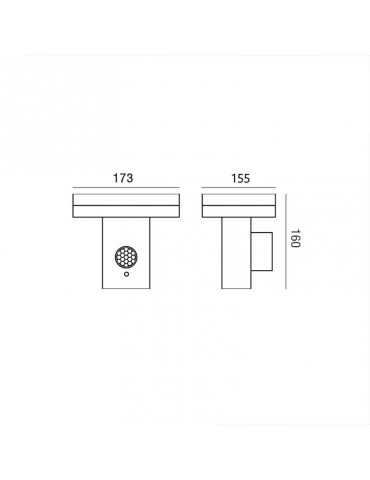 Aplique Solar LED Pared CIRCULAR INOX Sensor movimiento PIR Dimensiones