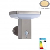 Aplique Solar LED Pared CUADRADO INOX Sensor movimiento PIR