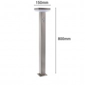 Baliza Solar LED CUADRADA INOX 80cm Sensor mov PIR dimensiones