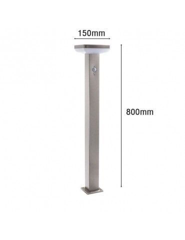 Baliza Solar LED CUADRADA INOX 80cm Sensor mov PIR dimensiones