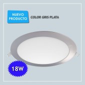PANEL LED Downlight 18W Circular Empotrable Slim Gris Plata