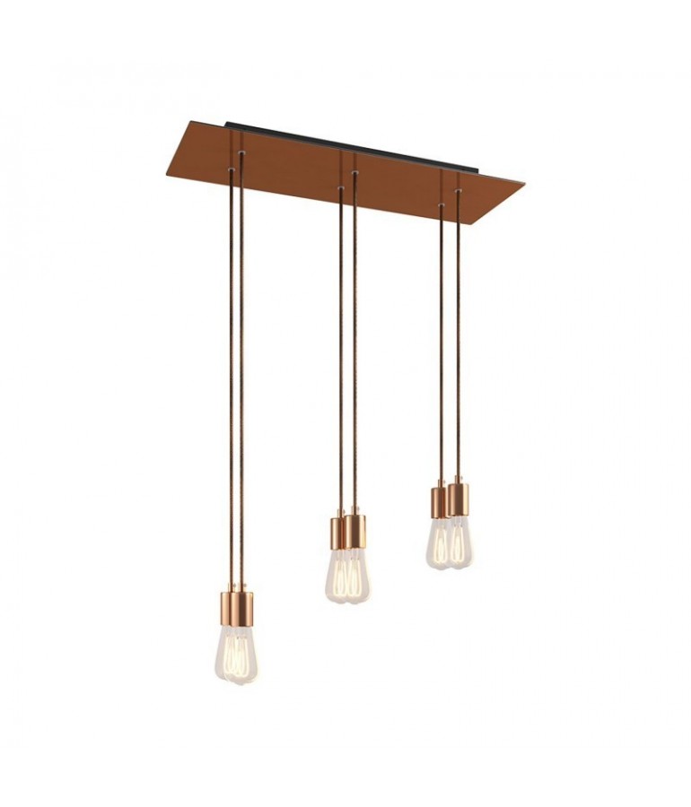 Lámpara colgante 6 caídas de diseño italiano WINNA cobre