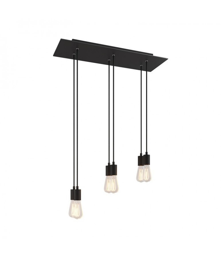Lámpara colgante 6 caídas de diseño italiano WINNA cobre negra