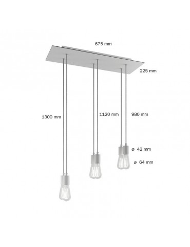 Lámpara colgante 6 caídas de diseño italiano WINNA cobre dimensiones