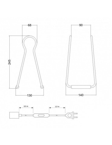 Lámpara de mesa TOUCH de diseño italiano Dimensiones