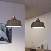 Lámpara colgante DEIA 2 caídas de diseño italiano cobre satinado