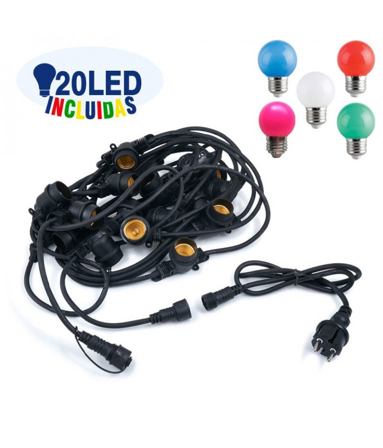 Guirnalda Multicolor 20 metros 20 LED E27 IP44